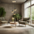 generative ai illustration of a minimalist living room with natu