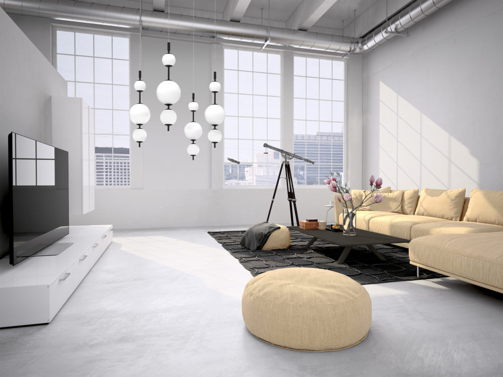 living room loft interior. 3d rendering