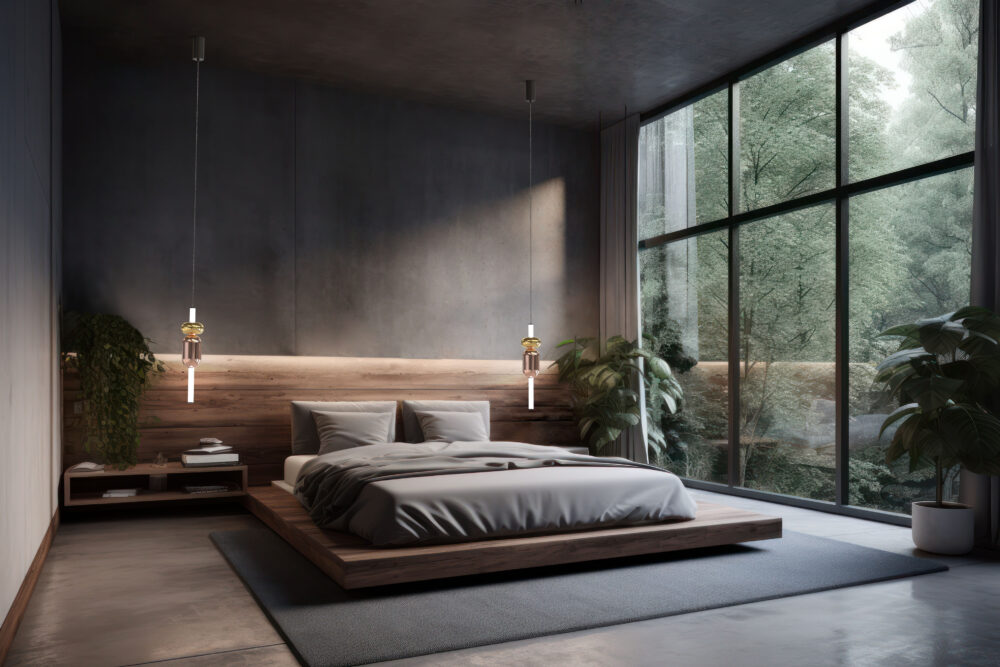 Sumptuous Bedroom Retreat with Elegant Hardwood Floors, LED Ligh