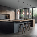 Elegant Modern Kitchen with Stainless Steel Appliances generated by AI