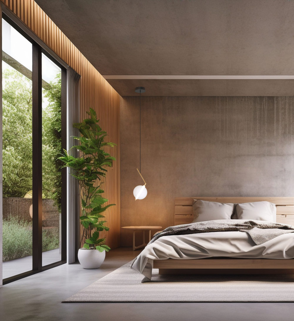 Stylish contemporary loft bedroom with garden access The rooms c