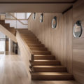 Wooden modern interior space, minimalistic clean design with nat
